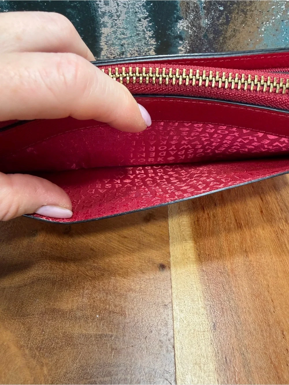 Kate Spade Classic Red Pebbled Leather Double Zip Wristlet Wallet